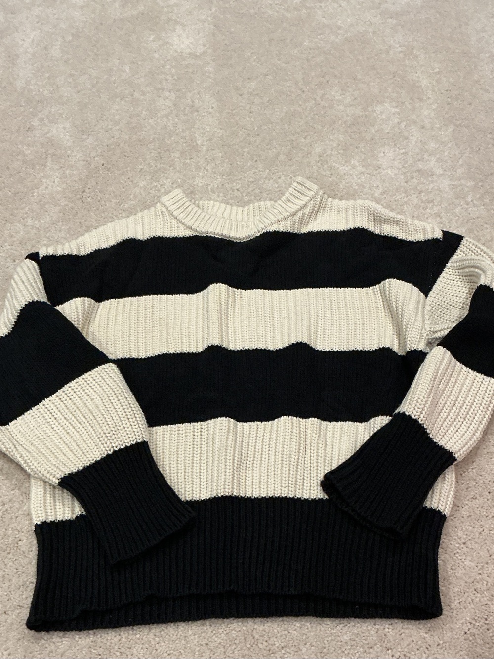 Z Supply Striped Navy and Cream Crewneck Sweater